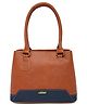 Fostelo Women's Vegan Leather Zita Handbag Shoulder Bag Ladies Purse (Tan|Blue) (Large)