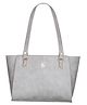 Fostelo Women's Vegan Leather Time Square Handbag Shoulder Bag Ladies Purse (Grey) (Large)