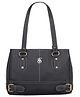 Fostelo Women's Vegan Leather Nightingale Handbag Shoulder Bag Ladies Purse (Black) (Large)