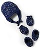 Doodle Poodle 100% Cotton Interlock Knit Cap Mitten & Booties Set with Space Theme Print Navy Blue - Diameter 17 cm