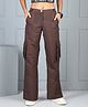 Cutiekins Woven Solid Flared Cargo Pants - Coffee Brown