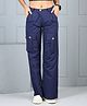 Cutiekins Woven Solid Flared Cargo Pants - Navy Blue