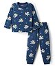 Babyhug Cottton Knit Full Sleeves Night Suit With Marvel Character Print - Navy Blue