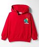 Kookie Kids Terry Knit Full Sleeves Hooded Sweatshirt with Crocodile Graphic - Red