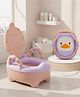 BAYBEE Duckie Potty Training Seat for Baby Ergonomic Backrest with Sturdy Grip Handles, Portable Kids Toilet Seat with Anti-Urine Splash Guard, Removable Tray, Potty Seat for Kids 1-5 Years (Pink)
