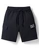 Kookie Kids Terry Knit Above Knee Length Shorts with Woven Badge - Black