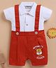 Wonderchild Half Sleeves Tiger Patch Detailed Romper - White & Rust