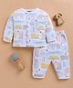 Wonderchild Full Sleeves Animals Printed Coordinating Night Suit Set - White