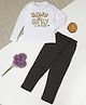RAINE AND JAINE Cotton Knit Full Sleeves Slowly But Surely Text Printed Nightsuit Set - White & Black