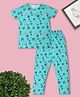RAINE AND JAINE Cotton Knit Half Sleeves Animals Printed Coordinating Nightsuit Set - Blue