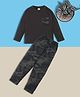 RAINE AND JAINE Cotton Knit Full Sleeves Solid Printed Nightsuit Set - Grey