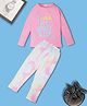 RAINE AND JAINE Cotton Knit Full Sleeves I Need My Beauty Sleep Text Printed Nightsuit Set- Pink & White