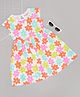 Pantaloons Junior Cotton Knit Cap Sleeves Floral Printed Dress - Multi Colour