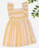 Pantaloons Junior Cotton Sleeveless Striped Braided Belt Detailed Dress - Yellow