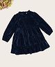 Pantaloons Junior Knit Full Sleeves Textured Tiered Dress - Navy Blue