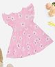 Pantaloons Junior Cotton Knit Frill Sleeves Floral Printed Dress - Pink