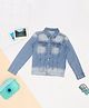 Pantaloons Junior Cotton Woven Full Sleeves Washed Denim Jacket - Light Blue