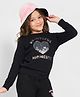 Pantaloons Junior Knit Full Sleeves Heart Patch Detailed Beautiful Moments Text Printed Sweatshirt - Black