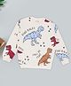 Pantaloons Junior Cotton Full Sleeves Dino Rules Text & Dinosaur Printed Winter Sweatshirt - Off White