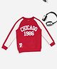 Pantaloons Junior Cotton Knit Full Raglan Sleeves Chicago 1986 Text Printed Winter Sweatshirt - Red