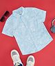 Pantaloons Junior Cotton Woven Half Sleeves Aquatic Plants Printed Shirt - Aqua Blue