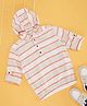 Pantaloons Junior Cotton Linen Woven Full Sleeves Striped Hooded Kurta Style Shirt - Orange
