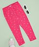 Pantaloons Junior Cotton Spandex Knit Snowflakes Printed Leggings - Pink