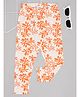Pantaloons Junior Cotton Spandex Knit Floral Printed Leggings - Cream