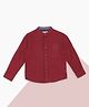Pantaloons Junior Cotton Flax Woven Full Sleeves Solid Shirt - Red