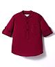 Kookie Kids Woven Full Sleeves Solid Color Kurta Shirt - Burgundy