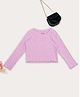 Pantaloons Junior Cotton Spandex Knit Full Sleeves Polka Dots Printed Top - Purple