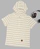 Pantaloons Junior Knit Half Sleeves Striped Hooded Tee - Cream