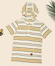 Pantaloons Junior Knit Half Sleeves Striped Hooded Tee - Cream
