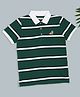 Pantaloons Junior Cotton Knit Half Sleeves Striped Pique Polo Tee - Green