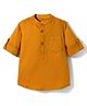 Kookie Kids Cotton Woven Full Sleeves Solid Color Kurta Shirt - Mustard