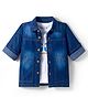 Arias Cotton Woven Full Sleeves Dark Wash Denim Shirt with T-Shirt - Blue