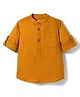 Kookie Kids Cotton Woven Full Sleeves Solid Color Kurta Shirt - Mustard