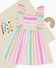 Pantaloons Junior Cotton Woven Frill Sleeves Striped Dress - Multi Colour