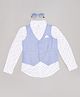 Pantaloons Junior Cotton Woven Full Sleeves Abstract Printed Shirt With Waistcoat - White