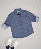 Pantaloons Junior Cotton Woven Full Sleeves Abstract Printed Shirt with Bow - Navy Blue