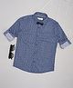 Pantaloons Junior Cotton Woven Full Sleeves Abstract Printed Shirt with Bow - Navy Blue