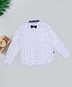 Pantaloons Junior Cotton Woven Full Sleeves Floral Printed Shirt with Bow - White