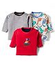 Kidi Wav Pack Of 3 Full Sleeves Animal In Tow Truck & Dinosaurs Printed Tee - Multi Colour