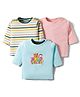 Kidi Wav Pack Of 3 Full Sleeves Striped & Bear Printed Tee - Multi Colour