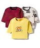 Kidi Wav Pack Of 3 Full Sleeves Striped & Animals Printed Tee - Multi Colour