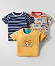 Kidi Wav Pack Of 3 Half Sleeves Striped & Crocodile In Vehicle  Printed Tee - Multi Colour