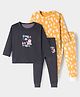 Kidi Wav Full Sleeves Teddy Bear Printed Coordinating Tee & Pajama Set - Multi Colour