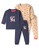 Kidi Wav Full Sleeves Cheetah Printed Coordinating Tee & Pajama Set - Multi Colour