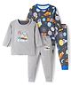 Kidi Wav Full Sleeves Space Theme Printed Coordinating Tee & Pajama Set - Multi Colour
