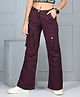 Cutiekins Woven Solid Wide Legged Cargo Pants - Maroon